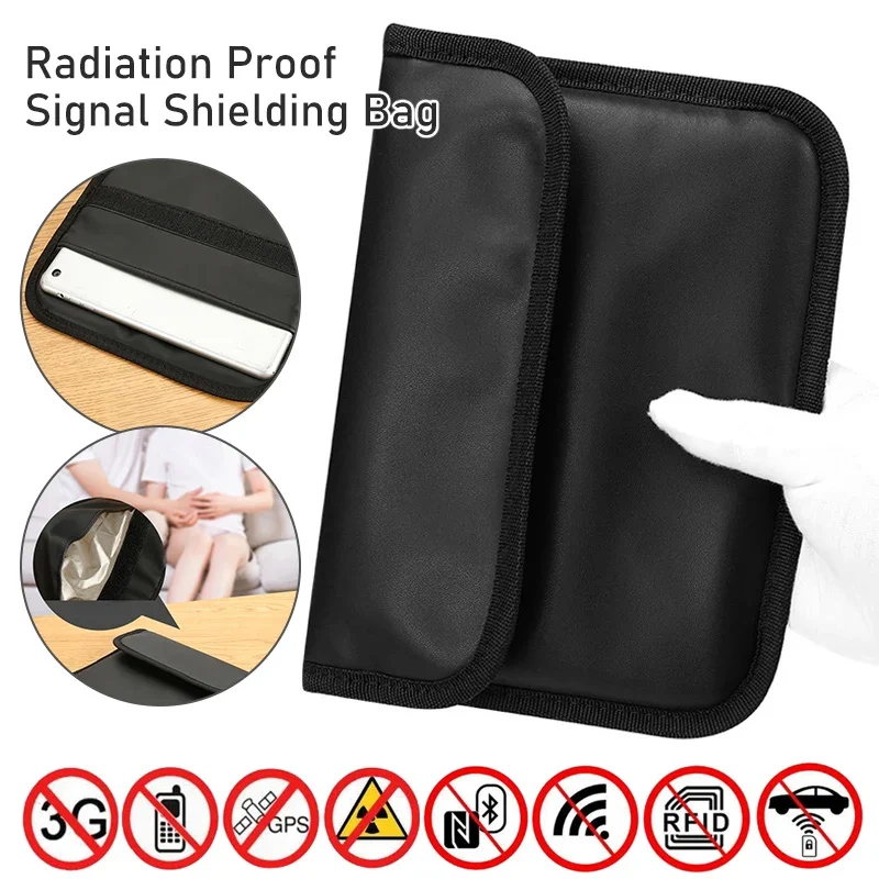 Faraday PU Bag For Car Key Mobile Phone Signal Blocker  Privacy Protection Anti-locationAnti-Radiation Pouch Case