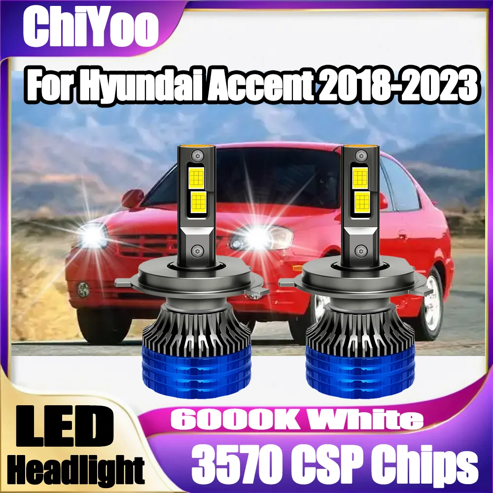 

150W H4 LED Headlights 20000LM Headlamps 6000K Bulbs With double Copper tube turbo fan auto lights For Hyundai Accent 2018-2023
