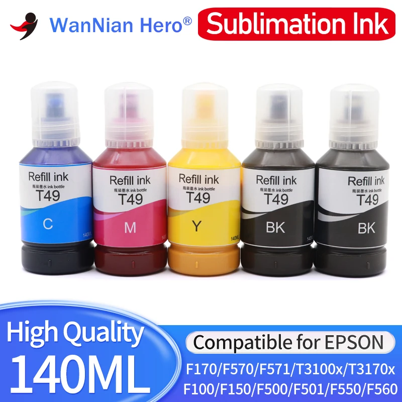 4pcs 140ML T49 T49C T49M T49Y T49Bk Sublimation Ink Compatible For Epson T3180N T3180X D T5180N T5180 F130 F530 F531 F170 F570