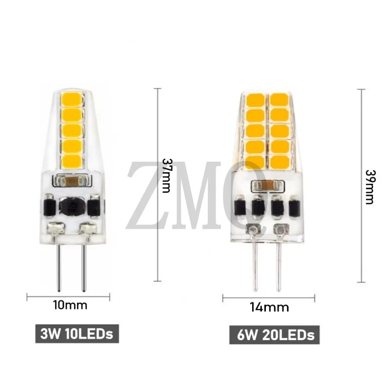 10pcs G4 LED Bulb AC DC12 Warm/Cold White mini 3W 10LEDs 6W 20LEDs Energy Saving Silicone Light 360 degrees Replace Halogen Lamp