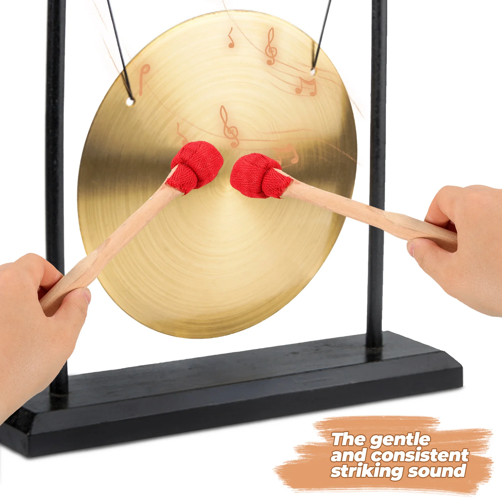 

2pcs Small Gong Drumsticks Wooden Handle Cotton Head Percussion Mallets For Beginner Adult Practice Instrument Accessory