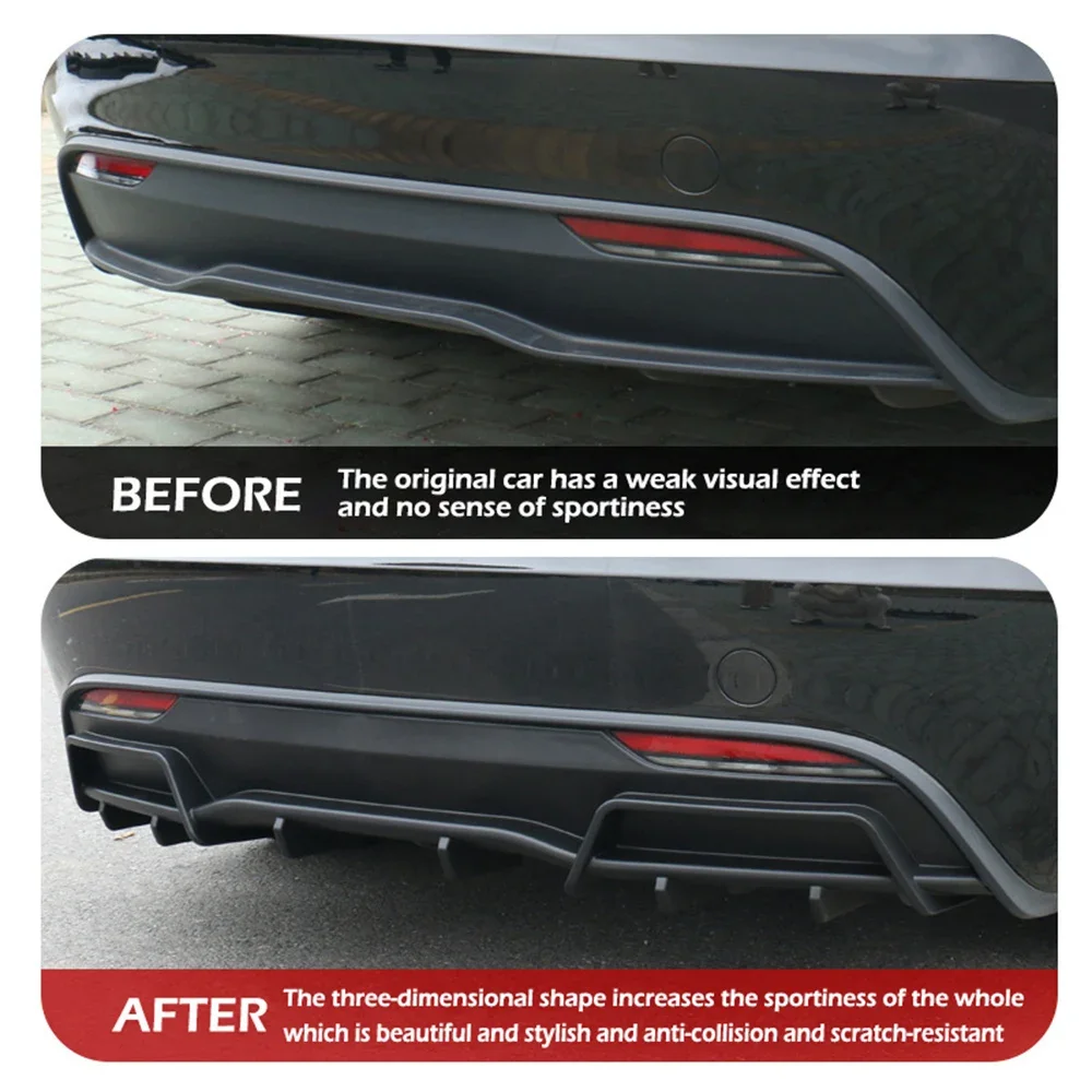 Rear Bumper Diffuser For Tesla Model 3 Highland ABS Lip Spoiler Refit Rear Protector Guard Carbon fiber Black Cover Accessories