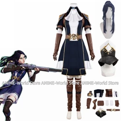 Gioco Arcane Caitlyn Costume Cosplay Il Sceriffo di Piltover Caitlyn Costume Cosplay Uniforme Vestito Vestito Anime Arcane Parrucca