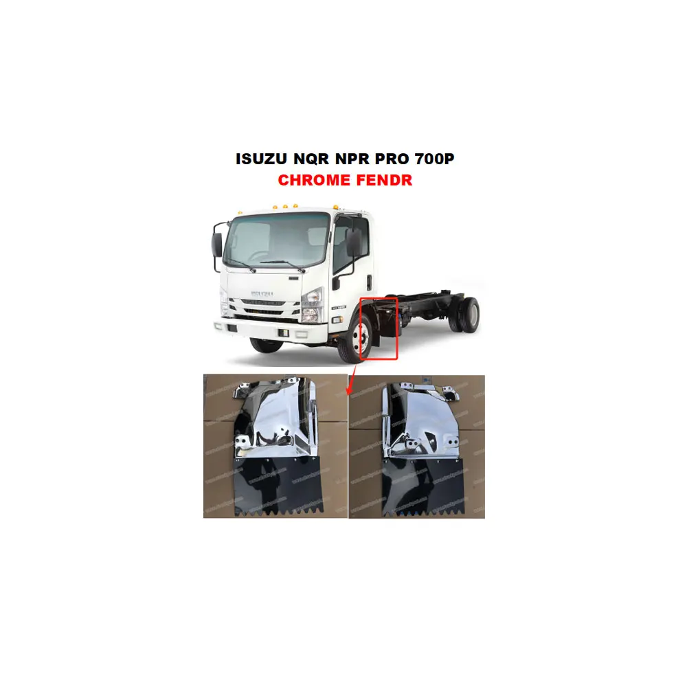 FDONG 1 Set 2 Pcs Tyre Mudguard With Chrome Fender for ISUZU 700P NQR175 NPR150 NMR130 NLR130 PRO