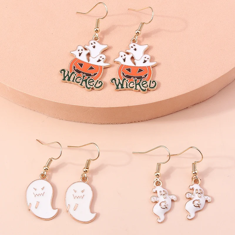Aihua 6 stücke Mode Halloween Ohrring Set Emaille Augapfel Geist Fledermaus Spinne Mumie Kürbis Ohrringe Halloween Nacht Party Schmuck – Detail 3