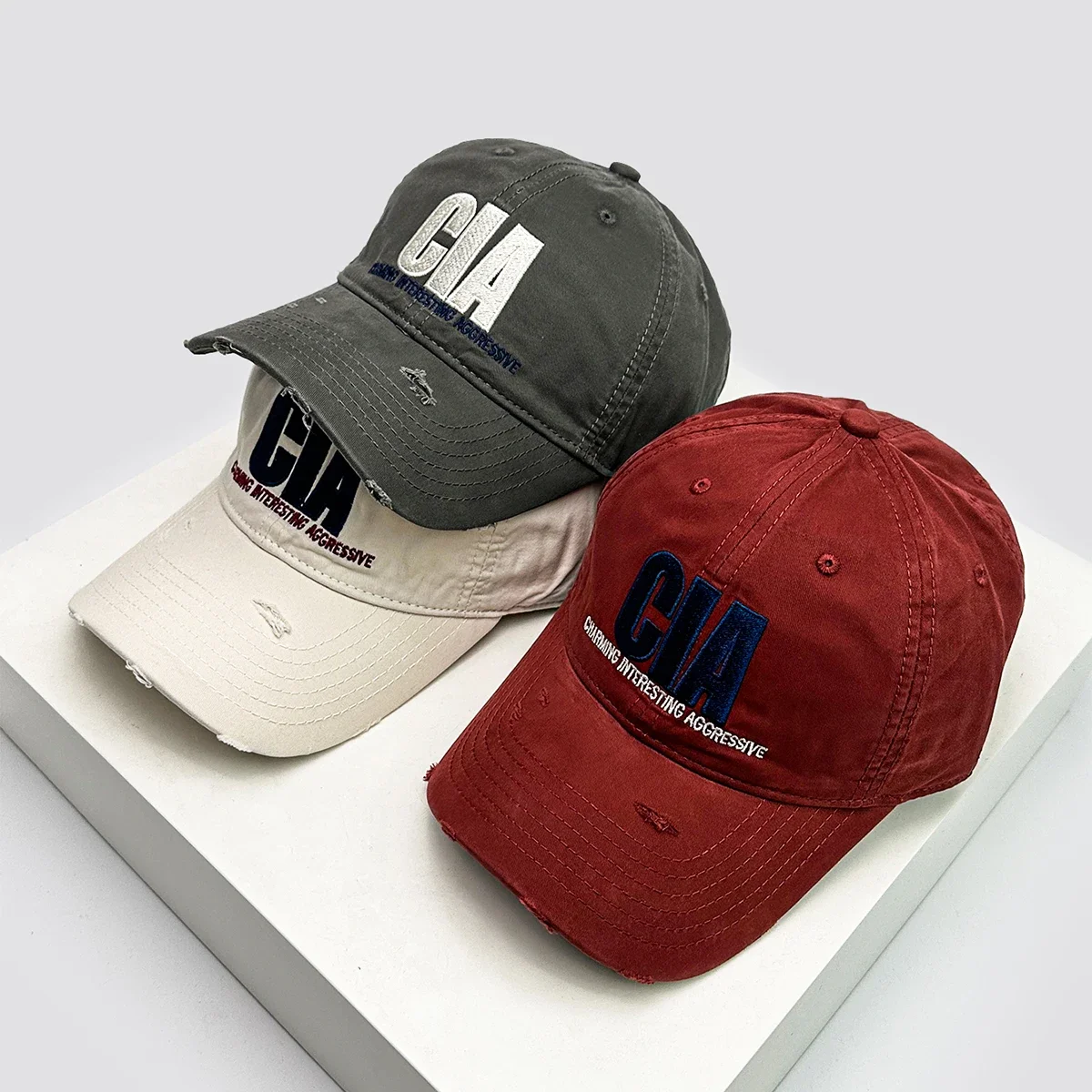 

New Unisex Embroidered CIA Letters Baseball Hats Versatile Broken Style Sunshade Personal Peaked Caps Fashion Outdoor Casual ins