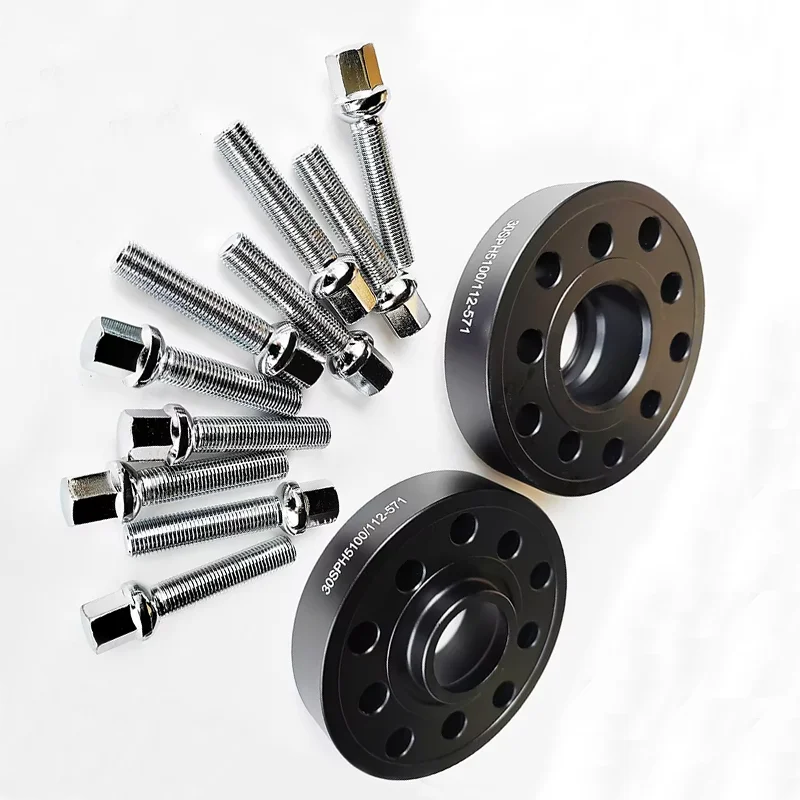 

2 шт. черные прокладки для колес 30 мм 5x100 5x112 57,1 мм из алюминиевого сплава с болтами в форме шарика 14x1,5 для VW Golf Bora Polo Jetta