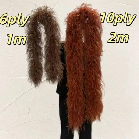 Natural Ostrich Feather Boa Fluffy Plume Scarf Wedding Bridal Dress Decoration DIY Sewing Craft Accessory 6/10 Ply 1/2/3Meters