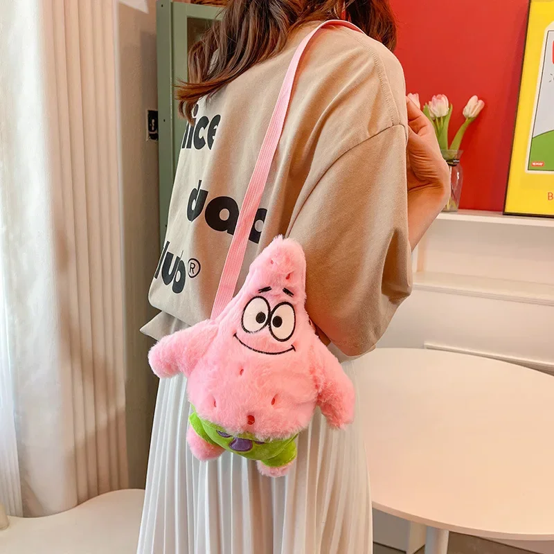 SpongeBob Patrick Anime Plush Kawaii Bag Women Cartoon Plush Single Shoulder Bag Crossbody Bag Store Phone Wallet Cute Girls