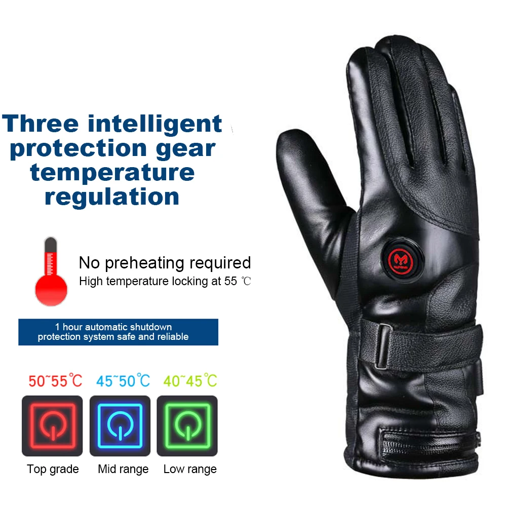 Rechargeable Heating Gloves 3 Temperature Levels Waterproof Thermal Touchscreen Gloves Battery Powered Heating Gloves for Outdoo