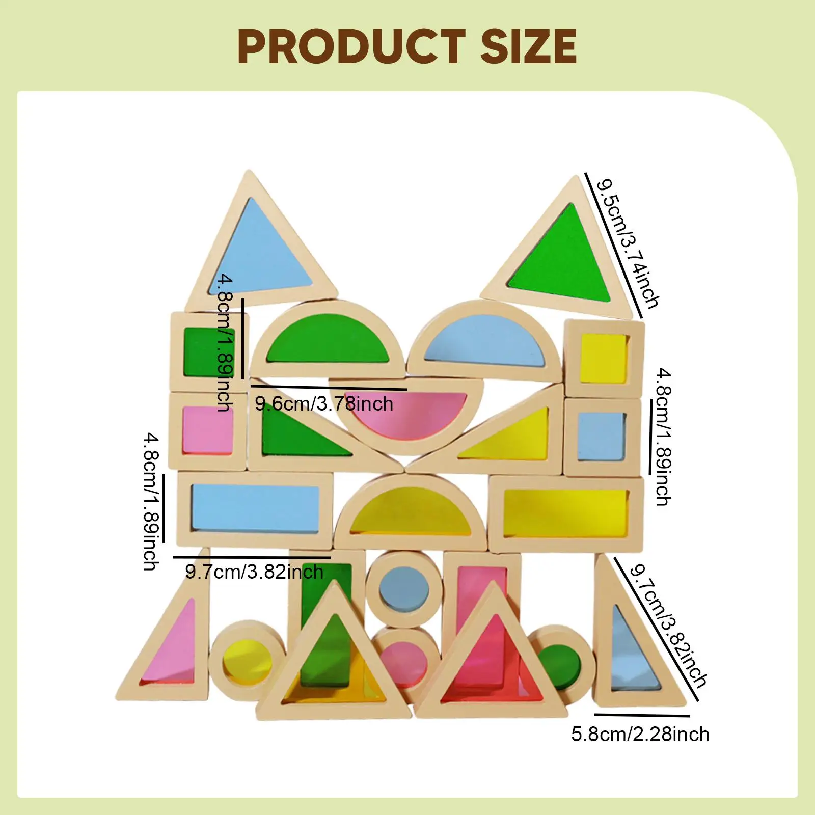 24 Pieces Stacking Building Blocks Geometry Sensory Toy Colorful Color Shape Early Learning for Parent Child Game 2 Year Old