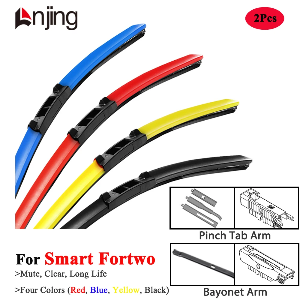 

LNJING Colorful Hybrid Wiper Blades For Smart Fortwo EQ 450 451 453 2004 2007 2010 2015 2018 2020 2022 2023 2024 Car Accessories