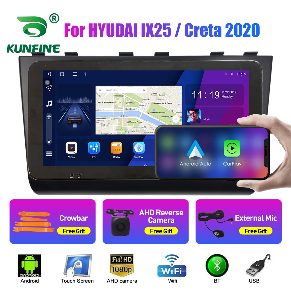 

10,33-дюймовый автомобильный радиоприемник для HYUNDAI IX25 2020 2Din Android, восьмиядерный автомобильный стерео DVD, GPS-навигатор, плеер, QLED-экран Carplay