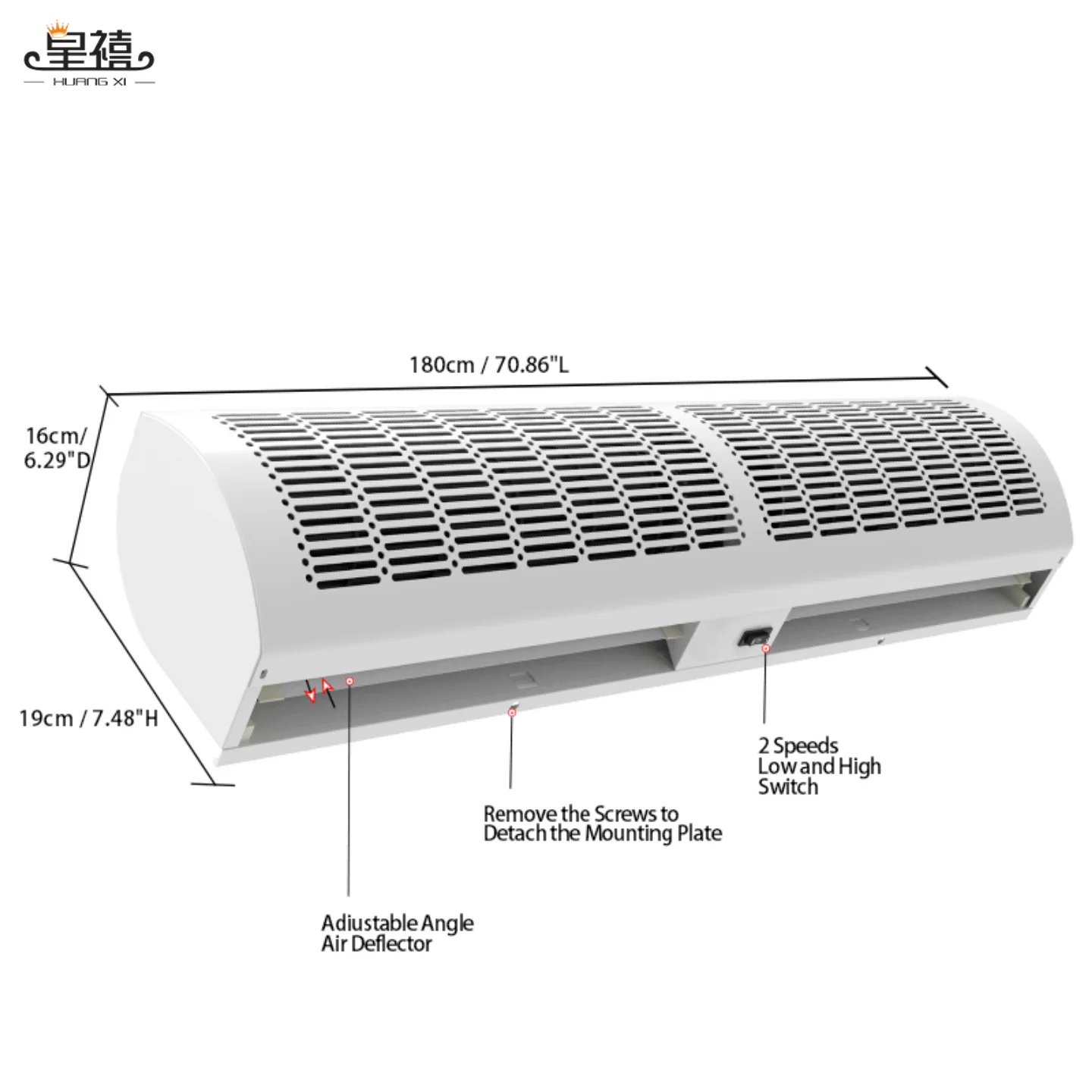 High Air Volume Industrial Centrifugal Electric Air Curtain, Heat Isolation Door Barrier, 6000m³/h, Commercial Use