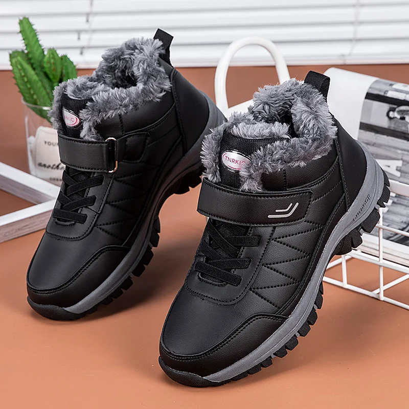 Winterstiefel für Herren aus Mikrofaser-Leder, Schneestiefel, Plüsch-Warm-Freizeitschuhe, wasserdichte Herrenstiefel, männliche Sneakers, Winter-Knöchelstiefel. – Detail 7