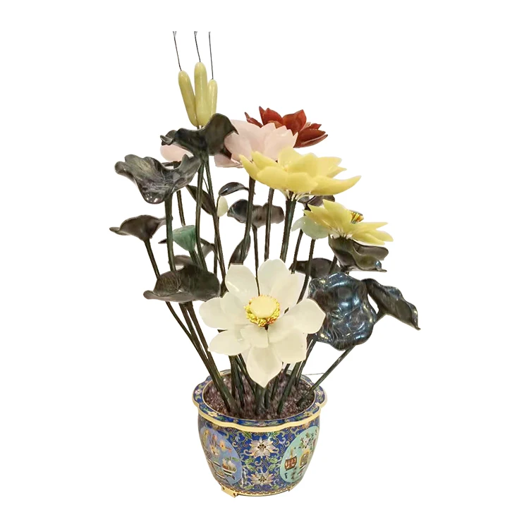 

Натуральный нефрит, лотос, бонсай, украшение интерьера, растения бонсай, креативное нефритовое украшение