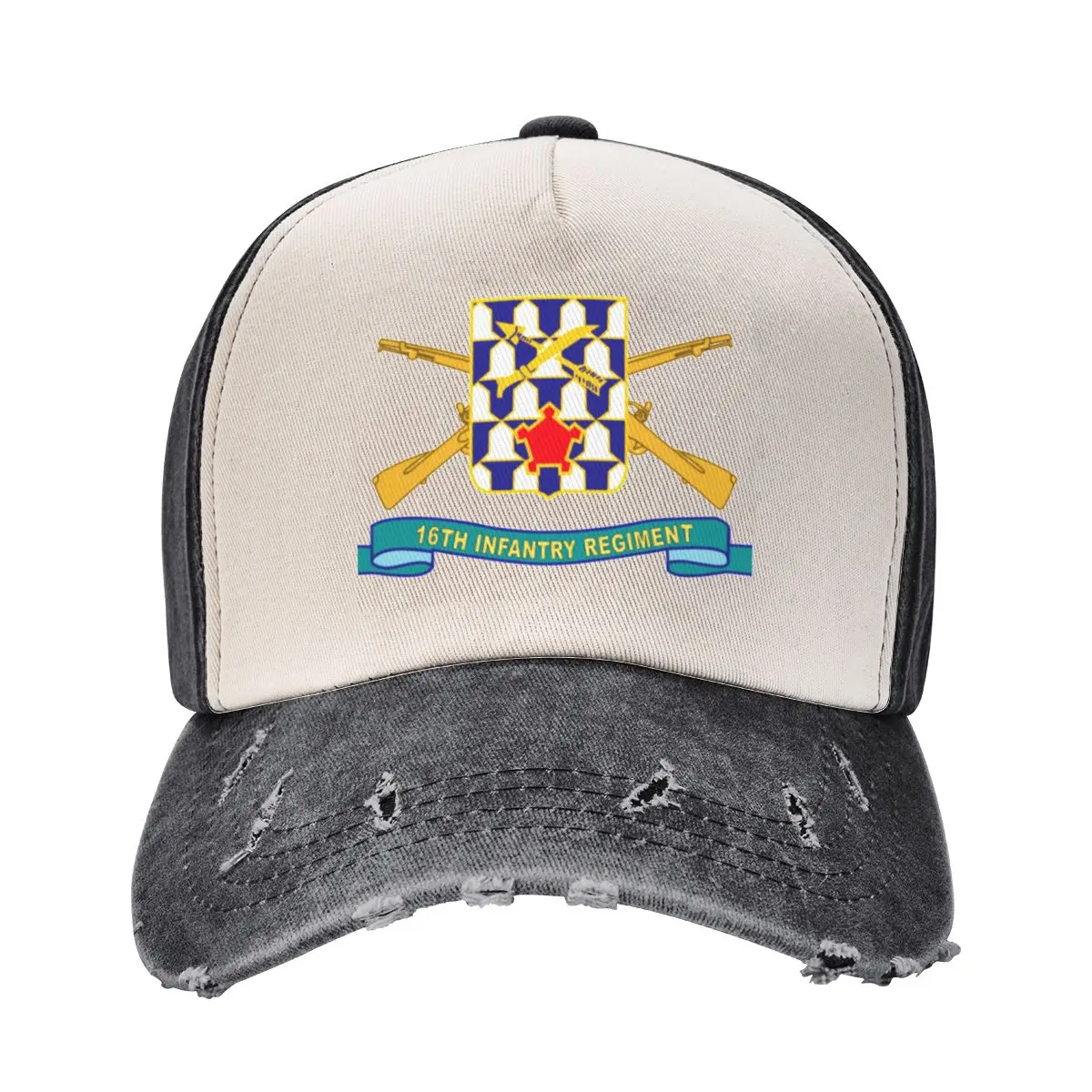 

Army - 16th Infantry Regiment - DUI w Br - Ribbon X 300 Baseball Cap Hat Baseball Cap Ball Cap hats for men Men Caps Women's