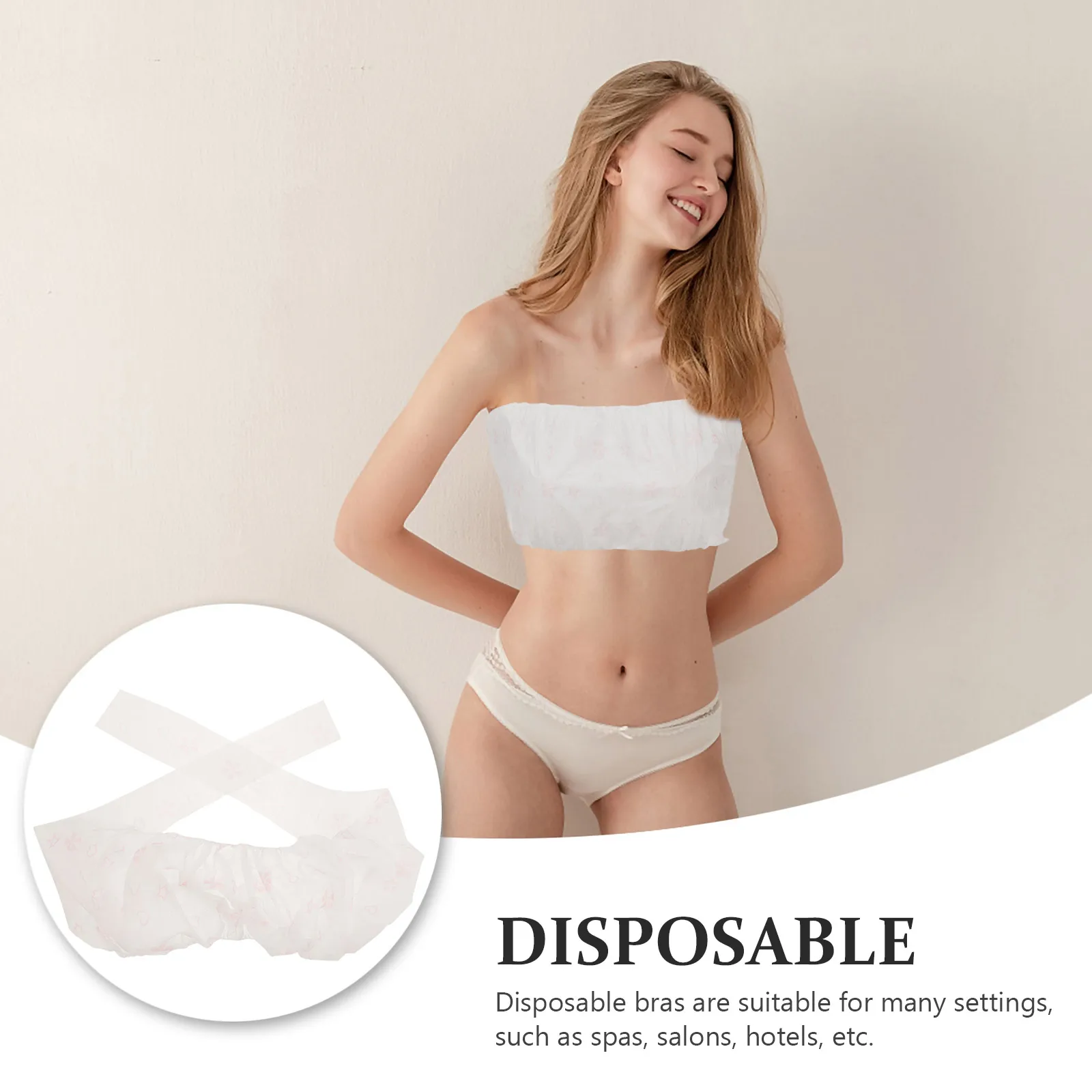 

30Pcs Disposable Printed Bandeau Bras Soft Breathable Non-Woven Travel Spa Sauna Accessories Disposable Bras for Women