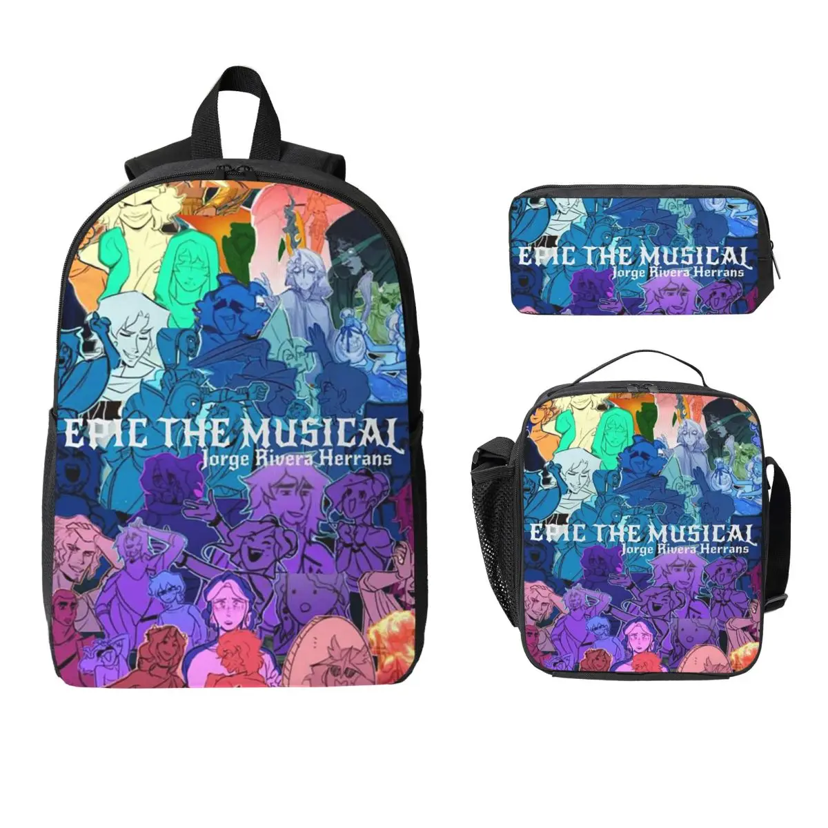 

Epic The Musical Saga Covers Backpack Boys Girls BookBag School Bag Laptop Shoulder Bags 3ps Insulated Lunch Bag Pencil Case