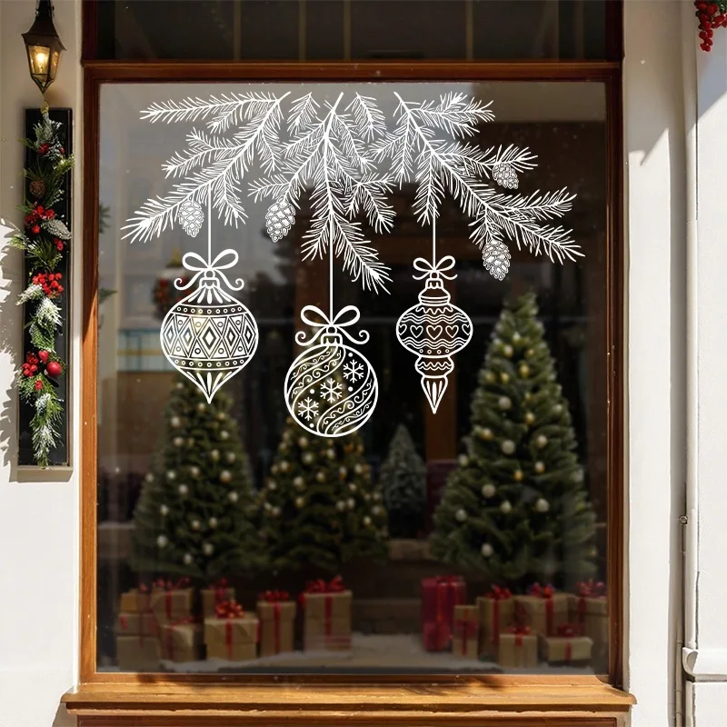 2027 Gift Xmas Festival Supplies Home Decoration Snow Flakes Decals Shopwindow Ornament Wall Art Christmas Window Stickers