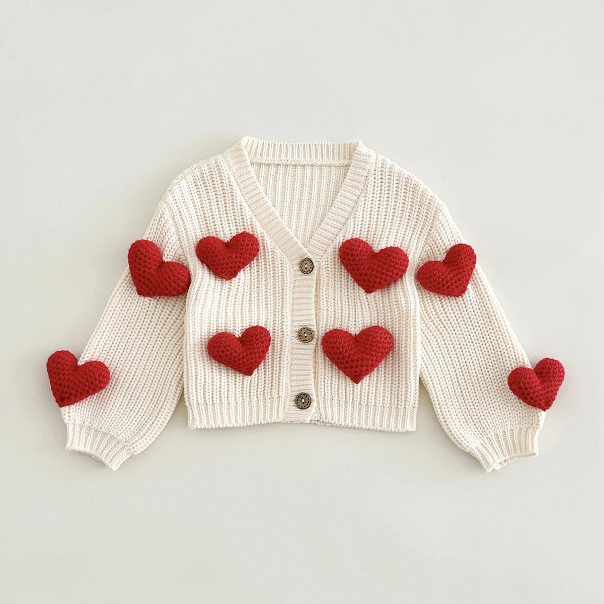 0-3Y Baby Autumn Clothes Girls Button Cardigan Sweater Heart Woolen Coat New Baby Tops Winter Stylish Sweet Korean Baby Sweaters