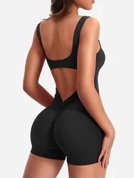 Camiseta de Yoga de una pieza para mujer, chaleco sin mangas, pantalones cortos deportivos de una pieza para Fitness, novedad de verano 2024