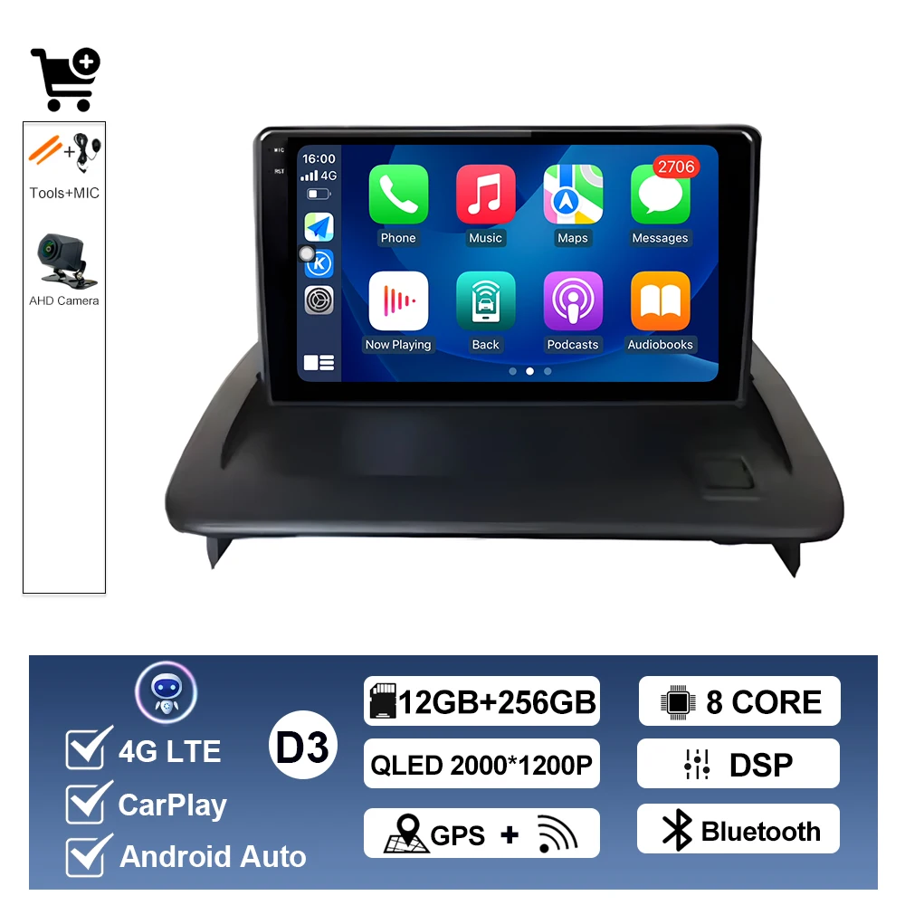 Draadloze CarPlay Voor Volvo C30 S40 V50 C70 2004-2012 Autoradio Multimedia Display Touchscreen Android auto Head Unit navigatie