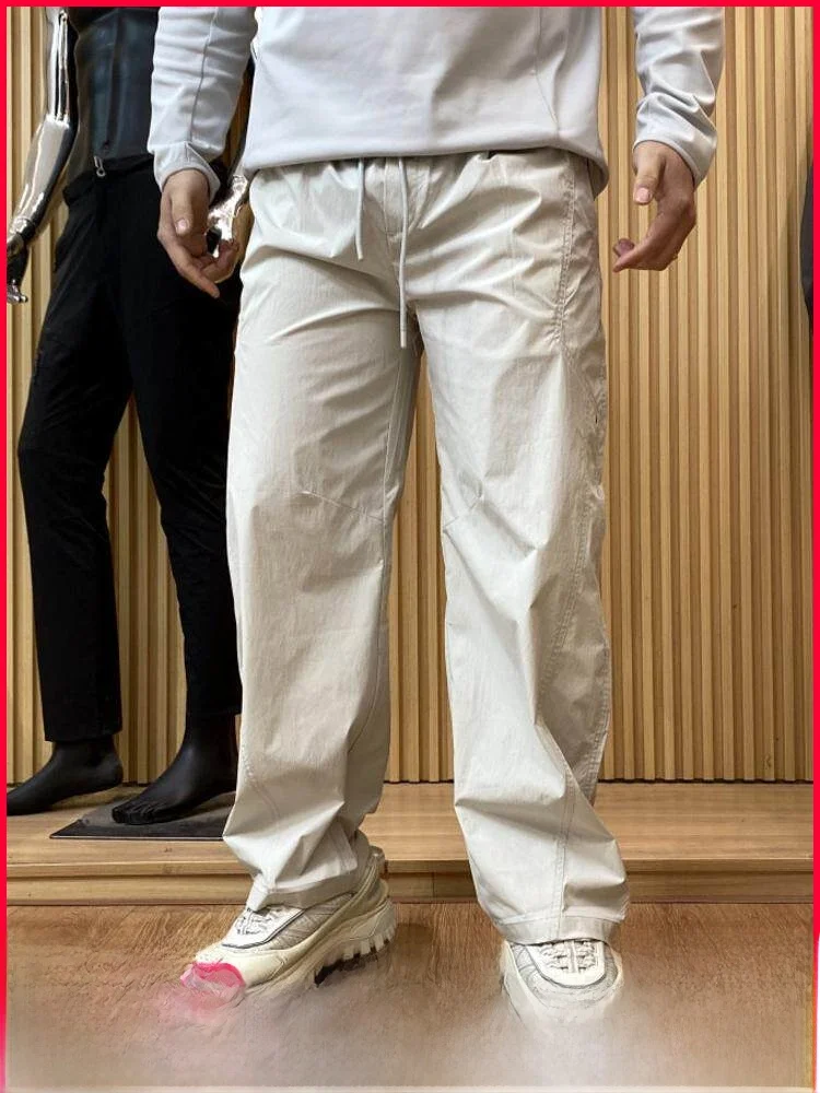 

Amazing Tailoring Slim Fit Casual Pants Men's Spring Summer Thin Loose Wide Leg Straight Cut Breathable Polyester Fiber