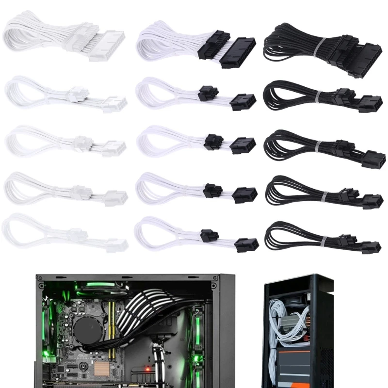 896F 6 Pin 8Pin PCI-e 8Pin ATX CPU EPS Extension Cable Power Supply Sleeved Cable Motherboard Cable with Combs Durable