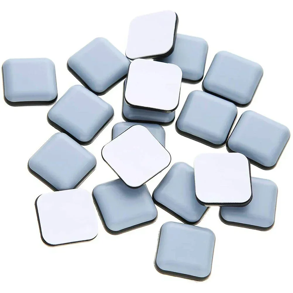 20pc Square PTFE Furniture Gliders Self Adhesive Sliders Floor Mover Pads Chair Sofa Mat Slider Pad Furniture  Protectors Househ