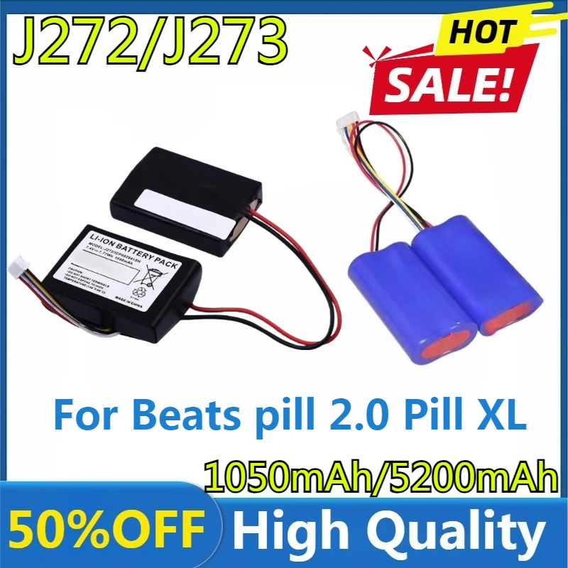 

New J272 J273 Battery for Beats Pill 1.0 2.0 Pill XL Battery ICR18650NH-2S2P B0513 MH812AMA-UG HYB2725221547/ICP092941SH
