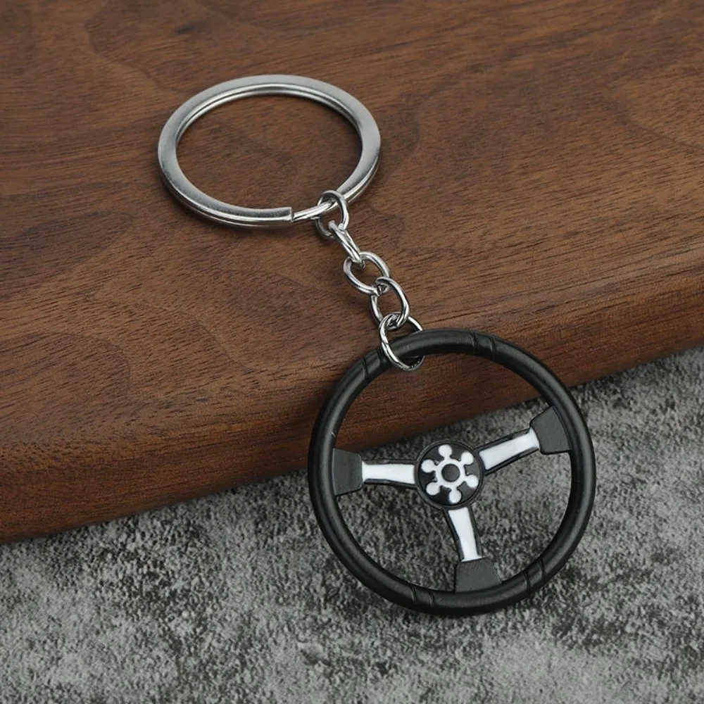 Auto Steering Wheel Steering Wheel Keychain Mini Size Pendant Style Racing Car Keychain Metal Material Bag Pendant