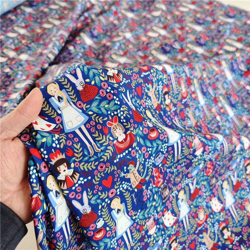 Width 110cm Disney Alice Princess Cotton Fabrics By Meters Patchwork Fabric For Sewing Clothes Quilting Material DIY Needlework