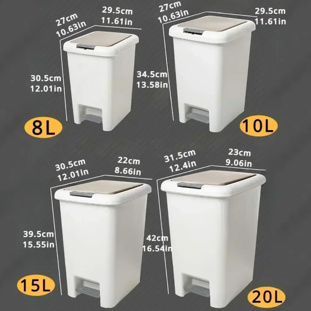 Modern Simple One-Touch Foot Pedal Household Trash Can Bathroom Kitchen Bedroom Living Room Toilet Foot Pedal with Lid Trash Can