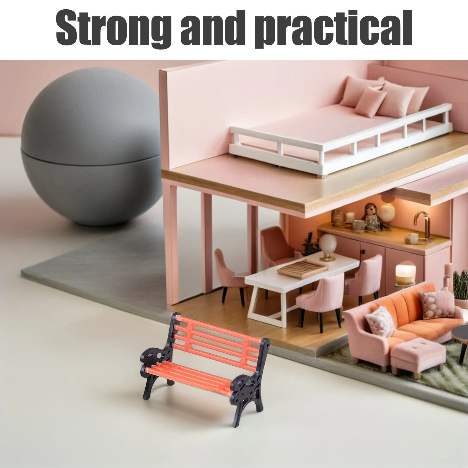 

3Pcs Miniature Bench Set for Miniature House Decoration Scene Living Room Decor Kids Play Learning Educational