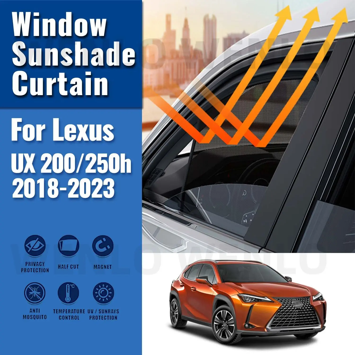 

For LEXUS UX 2018-2023 Car Sunshade Shield Magnetic Front Windshield Frame Curtain Rear Side Window Sun Shades Visor