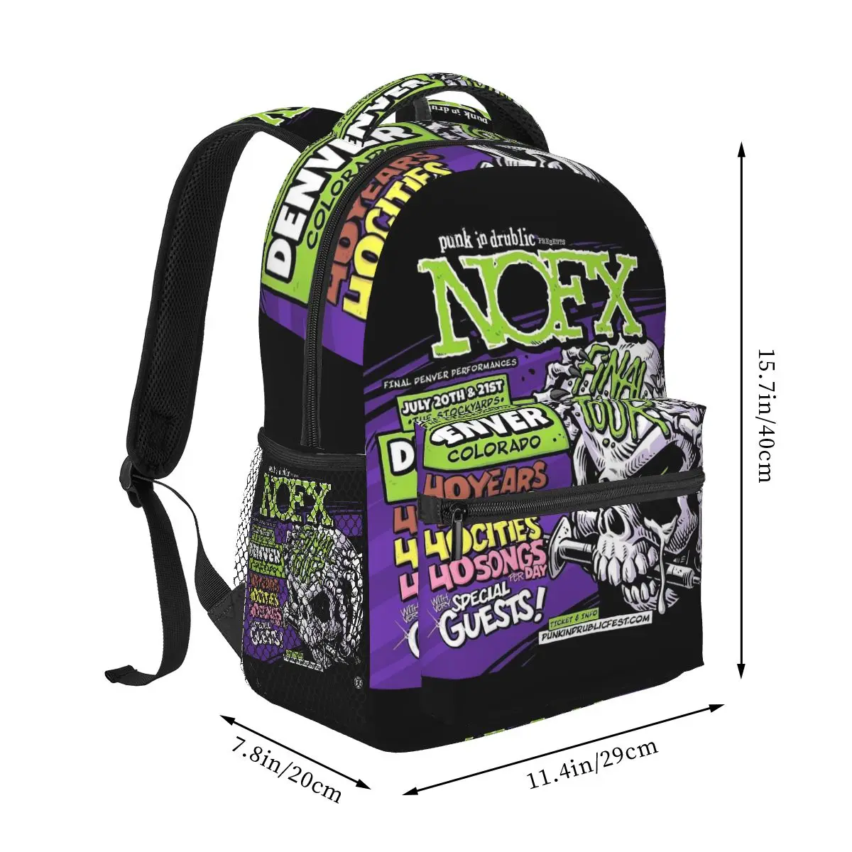 Nofx Band Final Tour Skull Backpack Student Boys Girls BookBag Children School Bag Laptop Shoulder Bags for Men Women