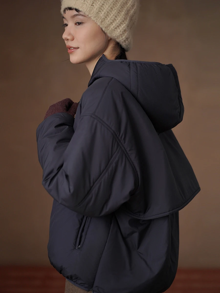 

Hacikis Casual Hooded Cotton Jaet Women's Outdoor Leisure Warmth Layering Top Polyester Fiber Long Sve Color