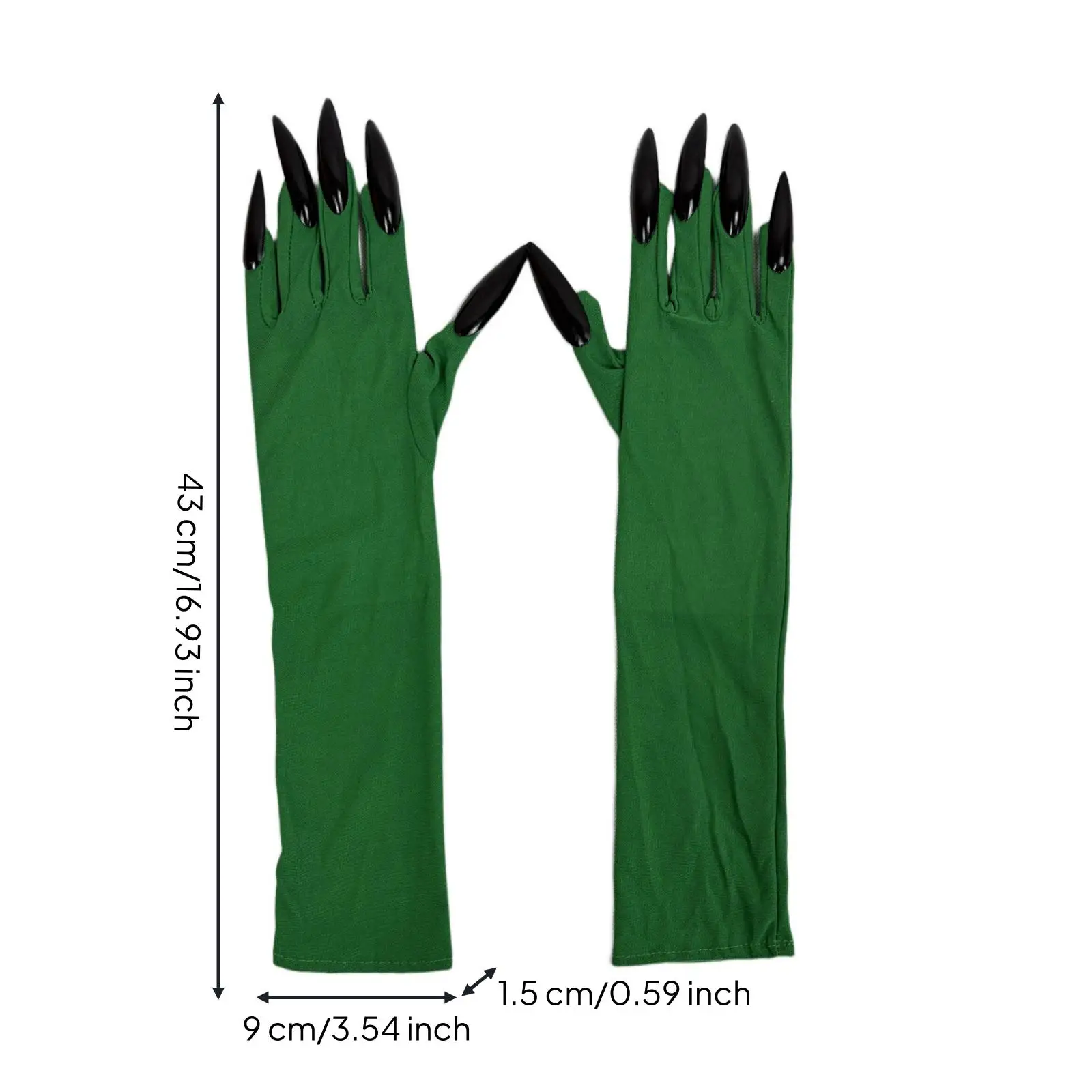 Gothic Halloween Claw Gloves with Pointed Fingertips Polyester Costume Handwear for Cosplay Dress Up and Themed Party