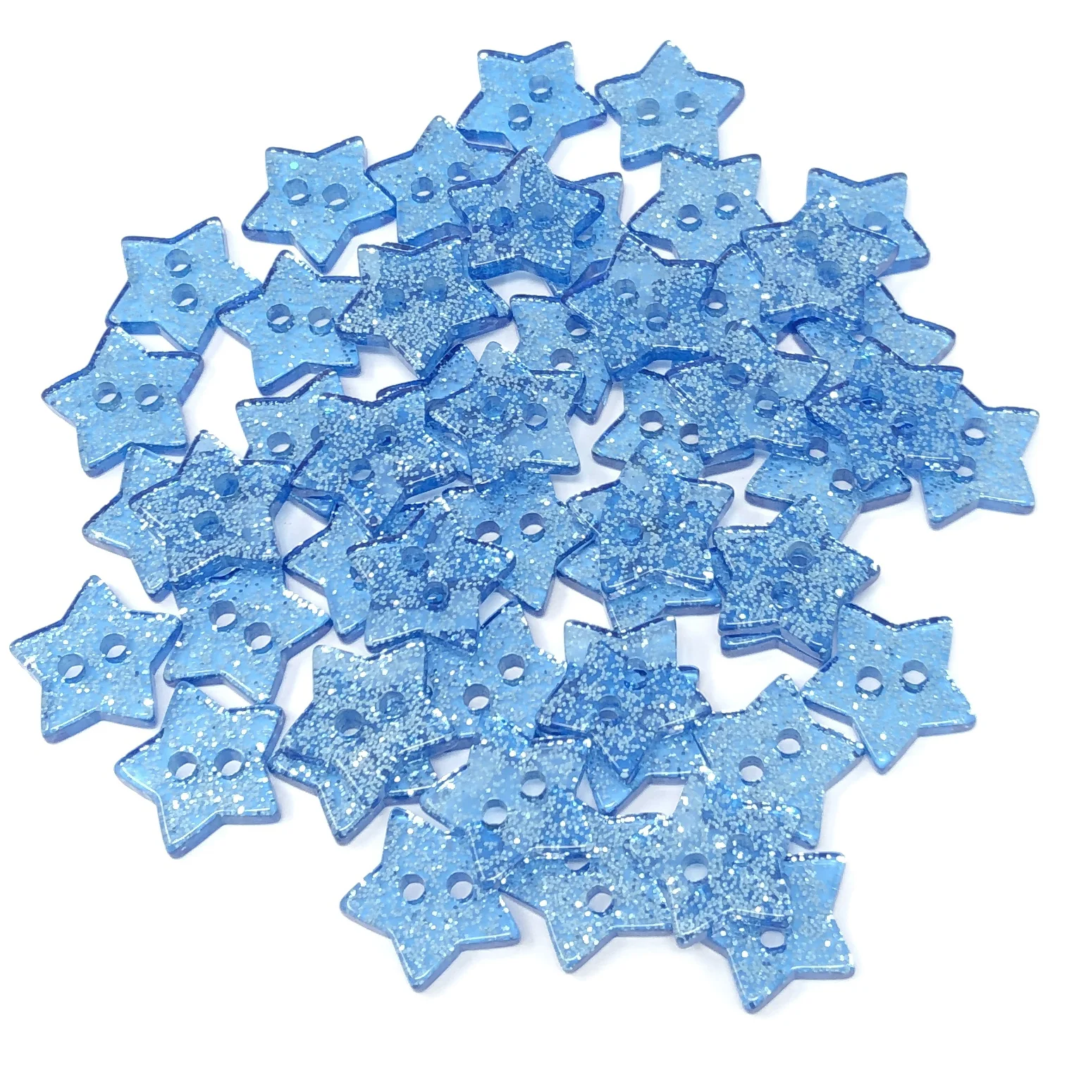 200pcs 14mm Resin Glitter Star 2 Holes Buttons DIY Dress Sewing Accessories Sparkle Christmas Embellishment For Cardmaking