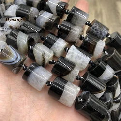 14x15-16mm Large Cylinder Shape Black And White Agates Quartz Druzy Stone Tube Beads For DIY Jewelry Making MY221110