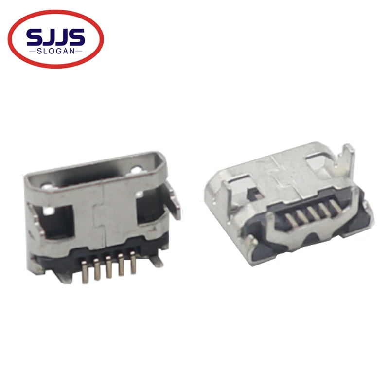 【50-10PCS】B type phone tail charing connector USB jack female socket Micro USB connector 5P DIP FLAT MOUTH