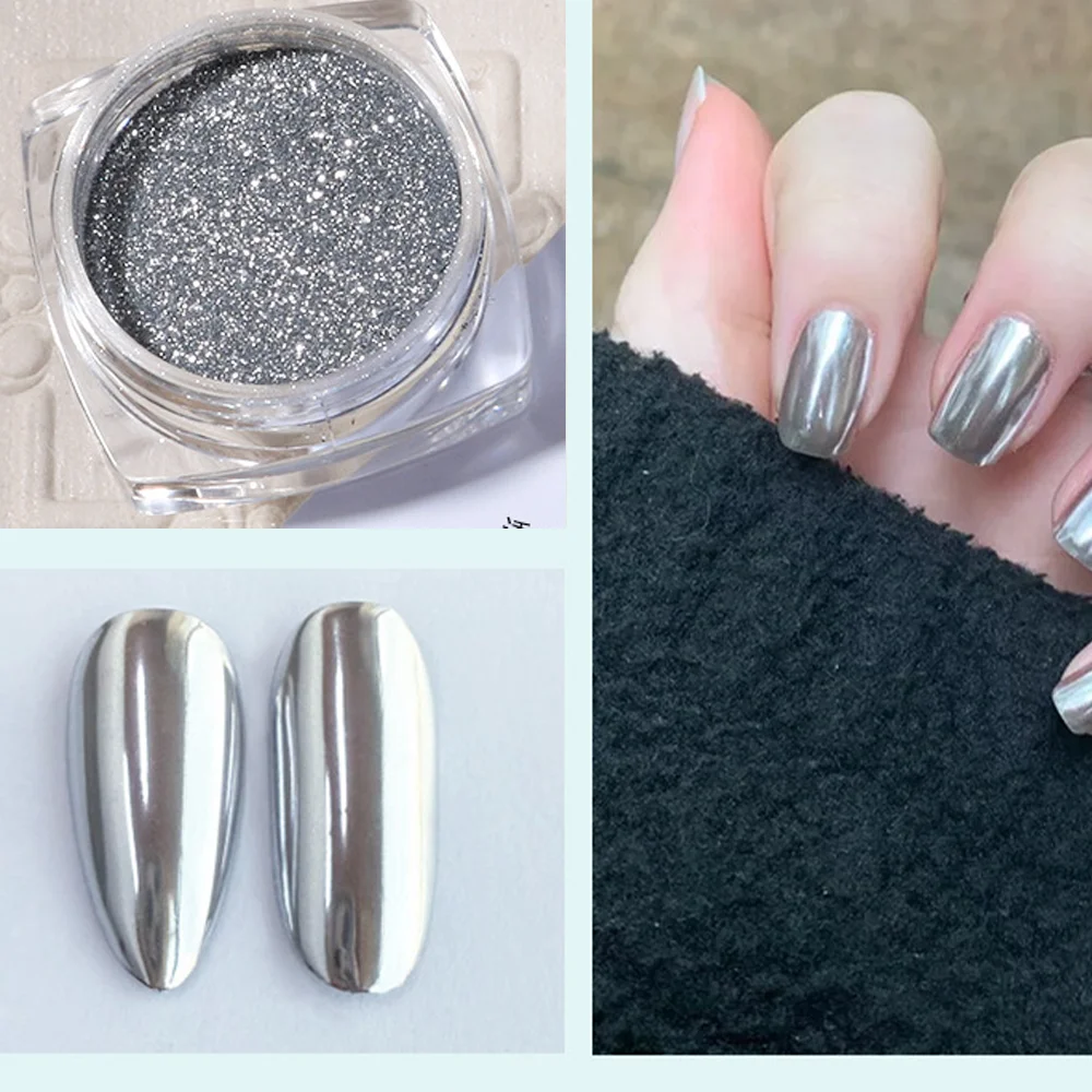 1/2Pcs Magie Spiegel Nail art Glitter Pulver Gold/Silber Metallic Wirkung Chrom Pigment Reiben Staub Gel polnischen Maniküre Dekor * &