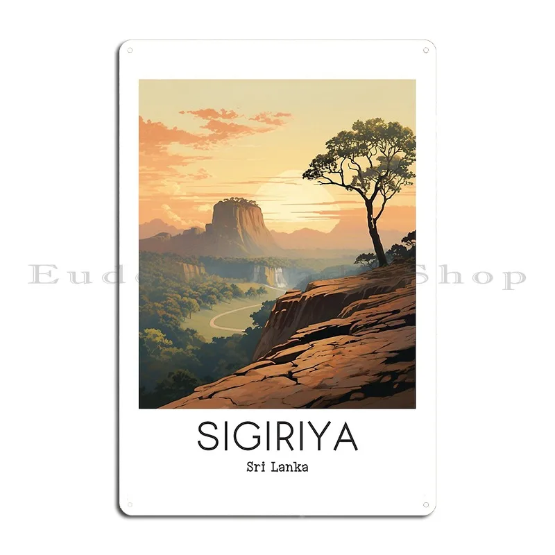 A Vintage Travel Illustration Of Sigiriya Sri Lanka Metal Sign PaintingClub Designing Customize Wall Cave Tin Sign Poster