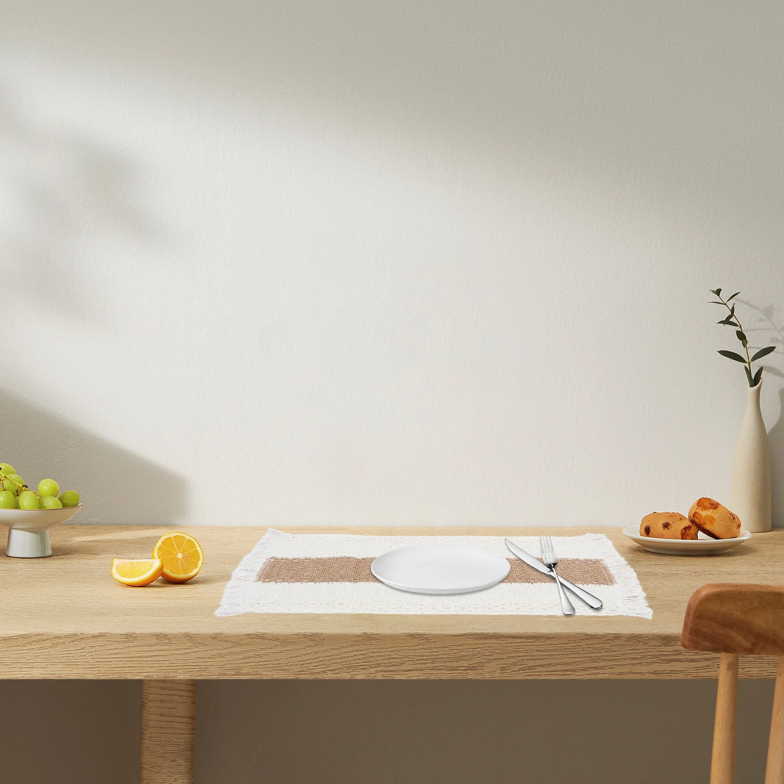 8 قطعة المفارش القطن الكتان المنسوجة شرابة مقاومة للحرارة المضادة للحرق مستطيلة الجدول الحصير غرفة الطعام المطبخ المفارش مجموعة من 8 #1