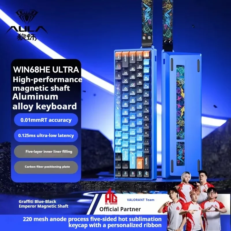 AULA WIN68HEUltra CNC Aluminum Lump Gaming Keyboard Controller Esports Games 0.0 1mm Rt8khz Return Rate 128k Scanning Rate Gift