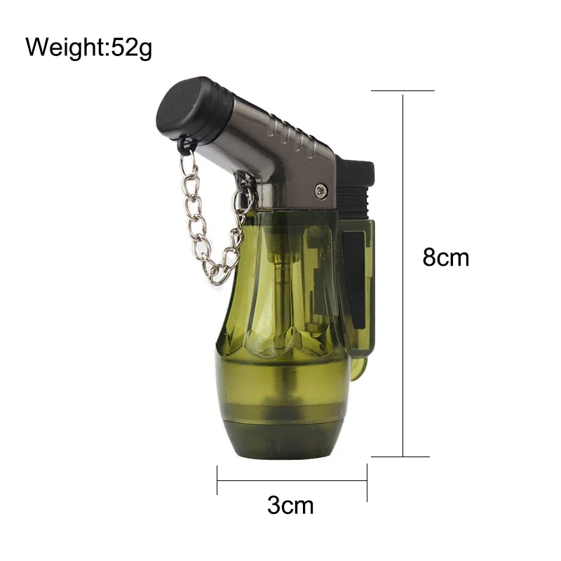 Outdoor Large Capacity Inflatable Lighter Windproof Double Spray Flame Transparent Window Butane Cigar High Temperature Lighter