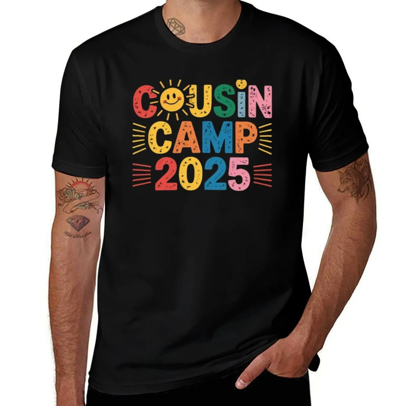 

Cousin Camp 2025 Camping Campfire Summer Vacation Family T-Shirt topping customs baggy shirts Men's t-shirts