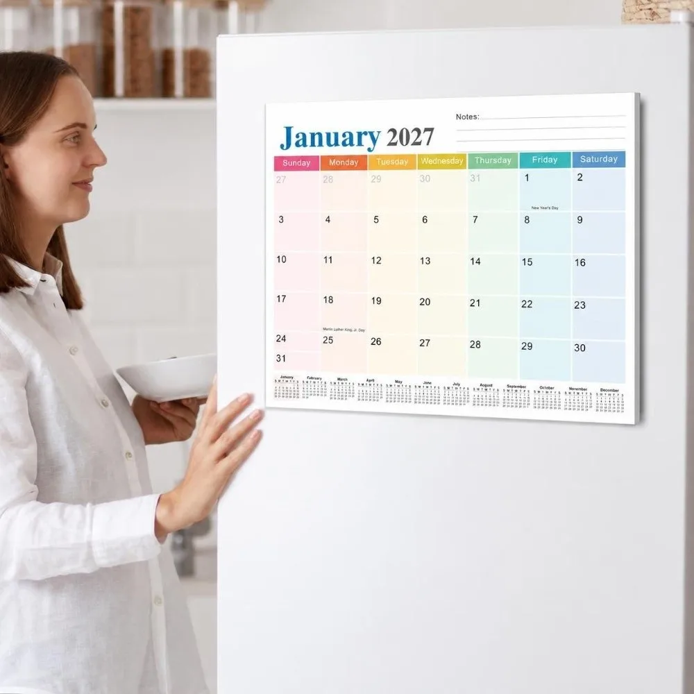 Magnetic Backing Magnetic Fridge Calendar Monthly Planner Eco-Friendly Paper Wall Planner Calendar Creative 2027 Calendar School