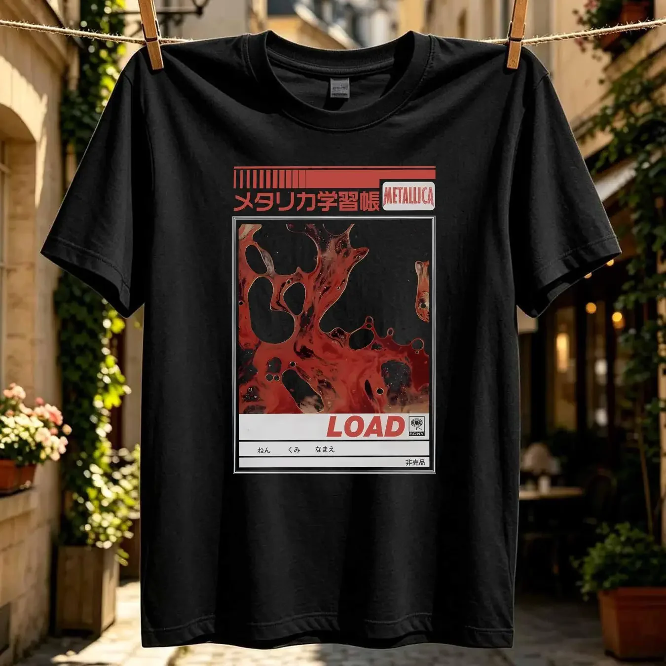 washed T Shirt LOAD JAPANESE THANKSGIVING DAY UNISEX vintage Washed fashion Slightly Stylish Versatile homme graphic Casual